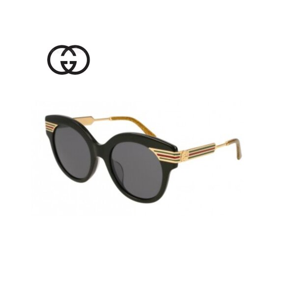 GUCCI Women\'s SUNGLASSES Shades Black Gold Round Logo GG0282SA Italy main image 13